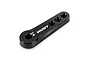 A black anodized aluminium Hudy 24T servo horn with white laser-etched branding and tooth count, shown against a white background.