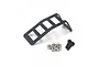 A black aluminium side ladder for an RC crawler, accompanied by two small black screws and four silver metal nuts on a white background.