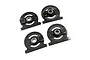 A set of four Yeah Racing carbon fiber tweak wheels for 1/8 scale RC cars, featuring black metal hubs and ball bearings.