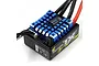 Yeah Racing Tritonic 1X 60A waterproof brushed ESC with blue aluminum heatsink and black casing on a white background.