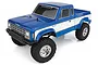 Element RC Enduro12 Sendero 1/12 scale RC rock crawler truck in blue and white, viewed from a high angle against a white background.