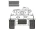 A technical line drawing of a Tiger 1 tank showing the placement of workable track links on the front hull and tracks.