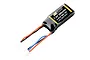 FMS 7.4V 380mAh 5C LiPo battery with black soft casing and two white connectors on a white background.
