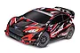 Traxxas Ford Fiesta ST 4x4 RC rally car in black and red livery with BL-2s branding on a white background.