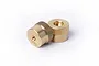 Two cylindrical brass RC weights with knurled edges and 10g markings on a white background.