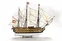 A fully assembled Artesania Latina Santa Ana wooden ship model on a display stand against a white background.