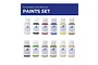 A set of twelve Artesania Latina acrylic paint bottles for figurines, arranged in two rows against a white background.