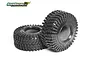 Two black Boom Racing 1.9 inch TPD All-Terrain RC crawler tires with aggressive tread patterns, shown against a white background.
