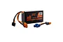 Spektrum 7.4V 810mAh 50C LiPo battery in a black hard case with orange and black wires, featuring an IC2 connector and a separate balance lead.