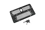 A black stainless steel window mesh sheet for 1/18 scale RC cars, including a small pile of black mounting screws on a white background.