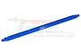 A long, blue anodized aluminium centre brace bar for RC cars, featuring the GPM Racing logo and 7075 marking.