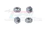 Four silver GPM Racing aluminium 12mm wheel hex adapters for RC cars, shown from various angles against a white background.