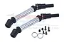 Two GPM Racing silver and black CVD driveshafts with included screws and rings on a white background.