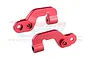 Two red anodized aluminium rear brace components for RC cars by GPM Racing, shown against a white background with a faint watermark.