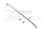A silver GPM Racing aluminium steering tie rod for RC cars, shown with two small brass bushings against a white background.