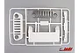 Killerbody 1/10 scale RC grille parts set on a white plastic sprue against a grey background.