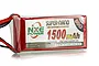 NXE Super-Nano 1500mAh 30C LiPo battery pack with red soft casing and black and red wires.