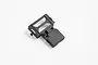 A black plastic FMS battery tray spare part for RC vehicles, shown from a top-down angle against a plain white background.