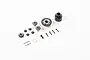 FMS metal differential gear set including various small gears, screws, a housing, and pins laid out on a white background.