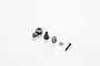 FMS metal servo horn assembly parts including a horn, spring, washer, and screw laid out on a white background.
