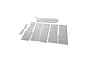 A set of E-Flite decal sheets featuring various pre-cut shapes on a white background.