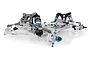 Team Associated RC10 B6.4CC Collectors Clear Edition buggy chassis showing transparent plastic parts, blue anodized aluminum accents, and carbon fiber shock towers.