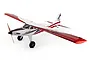E-Flite Turbo Timber SWS 2.0m RC plane in white and red livery, featuring a high-wing design, tricycle landing gear, and a brown propeller.