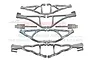 A set of silver GPM Racing aluminium lower suspension arms for an RC car, including mounting hardware, displayed against a branded background.
