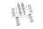 A set of GPM Racing grey aluminium front shock absorbers with extra springs and mounting hardware on a white background.