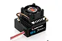 Hobbywing XeRun XR10 Justock G3S sensored brushless ESC with a cooling fan mounted on top, shown against a white background.