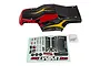 Team Associated 1/10 Rival MT10 V2 pre-painted red and yellow truck body shell with included decal sheet and body clips.