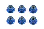 Factory Team Aluminium 4mm Flanged Nyloc Nuts 6Pcs - Blue 31551