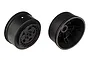 Two black Fifteen52 Turbomac RC rims shown from front and rear angles against a white background.