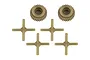 Team Associated differential parts including two 30T drive gears and four cross pins made of tan plastic.