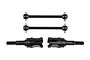 Team Associated RC driveshaft and wheel axle set including two black dogbone driveshafts and two black threaded wheel axles.