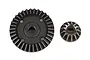 A Team Associated ring and pinion gear set featuring a large 34T ring gear and a smaller 13T pinion gear made of dark grey metal.