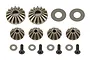 A Team Associated differential rebuild kit containing two large bevel gears, four small bevel gears, six washers, and four flat-head screws.