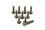 A collection of ten titanium countersunk head screws with hex sockets, arranged on a plain white background.