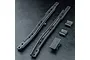 MST RMX upper deck chassis rails and mounting components on a black textured surface.