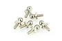 Six silver-colored metal shock pivot balls with threaded shafts arranged on a white background.