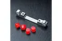 MST silver aluminium adjustable suspension pin mount with four red plastic inserts on a black textured surface.