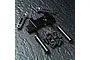 MST Black Aluminium Adjustable V2 Front Connection Mount kit including metal mount, carbon fiber plates, pins, and screws.