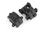 Two black plastic HSP front or rear gear box case halves for RC vehicles, shown from an elevated angle on a white background.