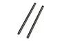 Two black metal suspension arm pins for an RC car, shown against a plain white background.