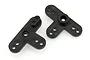 Two black plastic servo horns with multiple mounting holes, designed for RC vehicles.