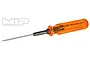 MIP 2.0mm G2 hex driver with a translucent orange handle and a black metal shaft, isolated on a white background.