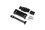 Losi 1/10 scale battery and radio tray set including plastic trays, a receiver box, a battery strap, and mounting hardware.