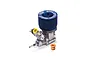 O.S. Engines Max 21 XR-B V3 nitro engine with a blue cooling head, shown from a high angle against a white background.
