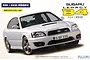 A promotional image for a Fujimi 1/24 scale Subaru Legacy B4 RSK/RS30 plastic model kit showing a silver sedan.