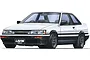 A digital illustration of a white and black 1985 Toyota AE86 Levin 2-door coupe, shown from a front three-quarter angle.